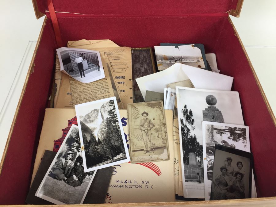 Old Wine Box Filled With Vintage And Antique B&W Photographs [Photo 2]