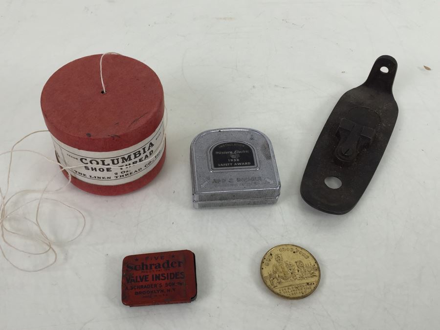 Various Collectibles Including Western Electric 1956 Safety Award Tape Measure And Vintage 'You Pay' Spinning Coin [Photo 1]
