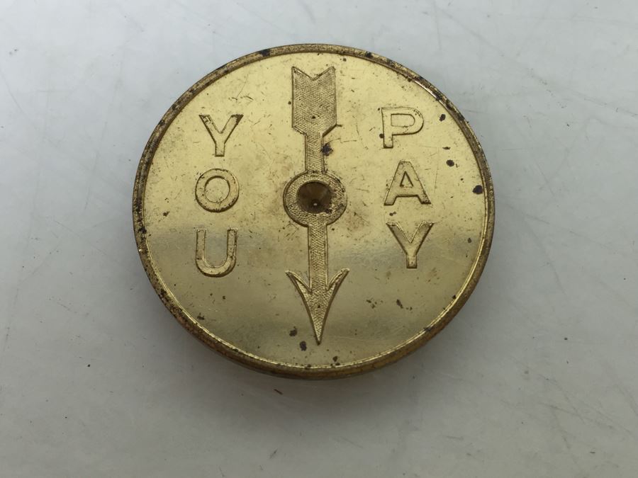 Various Collectibles Including Western Electric 1956 Safety Award Tape Measure And Vintage 'You Pay' Spinning Coin [Photo 4]