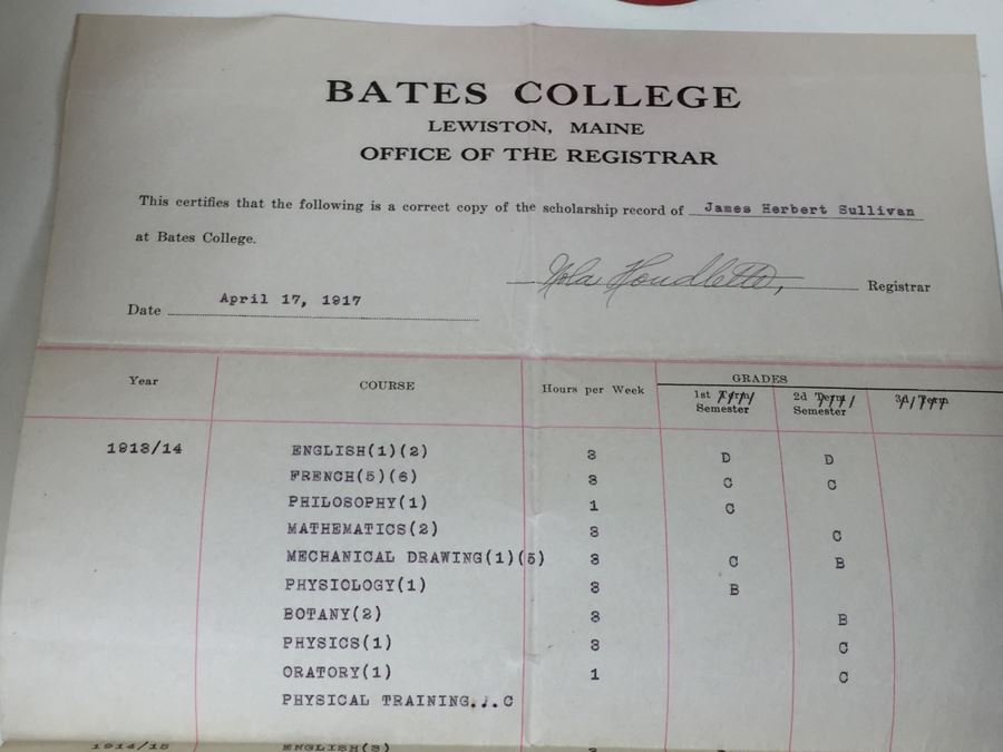 Keepsake Collectible Lot With Old B&W Photographs, War Related Ephemera, Military Ribbon, Bates College Memorabilia [Photo 14]