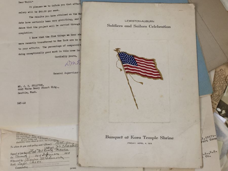 Keepsake Collectible Lot With Old B&W Photographs, War Related Ephemera, Military Ribbon, Bates College Memorabilia [Photo 17]