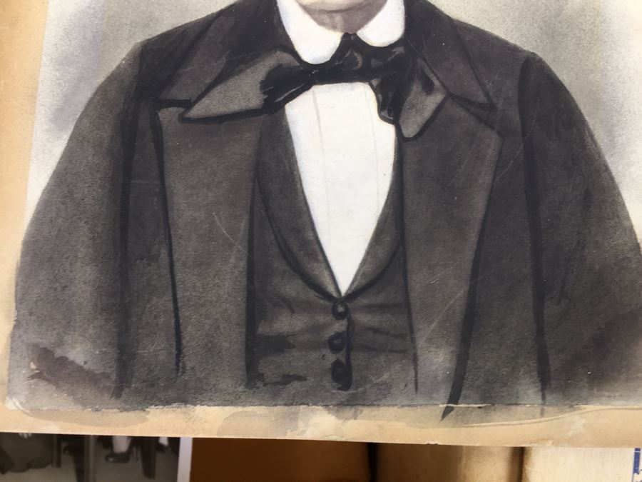 Hand Painted Portrait, Old B&W Photographs, Vintage Yellowstone Park Leather Scrapbook [Photo 7]