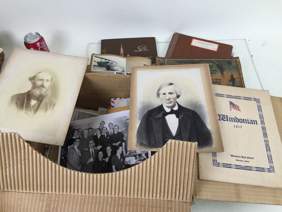 Hand Painted Portrait, Old B&W Photographs, Vintage Yellowstone Park Leather Scrapbook [Photo 1]