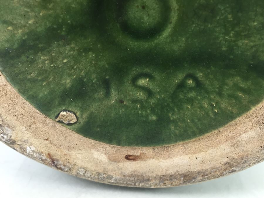 Large Vintage Green And Tan USA Pottery Pot [Photo 9]