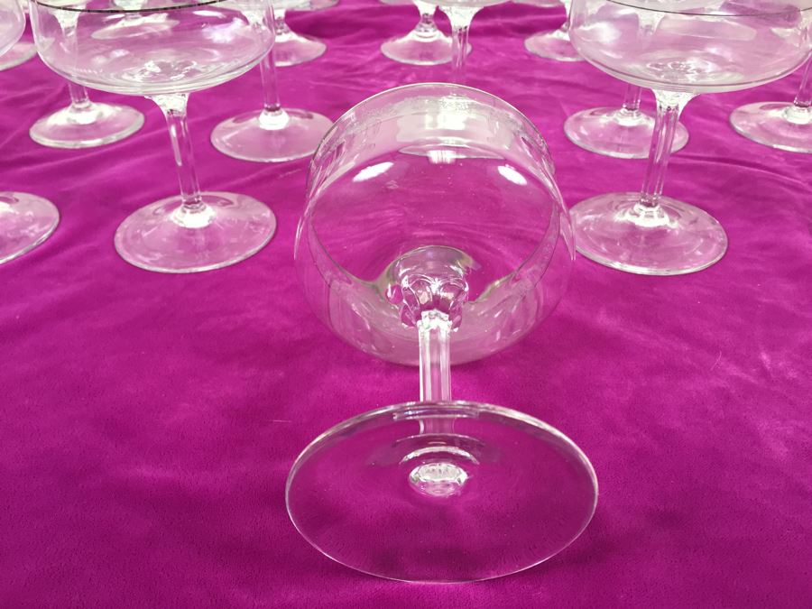 Large Lot Of Lenox Moonspun Hand Etched Crystal Stemware With Platinum Trim [Photo 6]