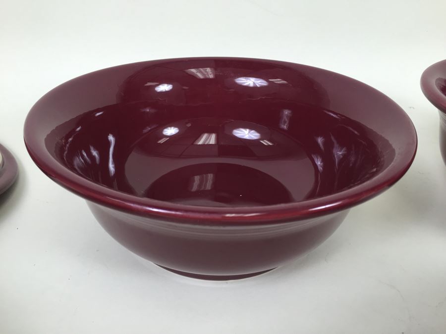 Set Of Burgundy Fiesta Ware Serving Bowls Homer Laughlin China Co [Photo 6]