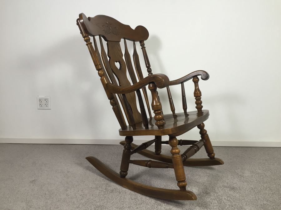 Solid S Bent & Bros Wooden Rocking Chair