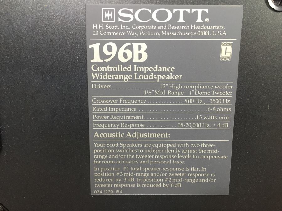 SCOTT 196B Speakers [Photo 3]