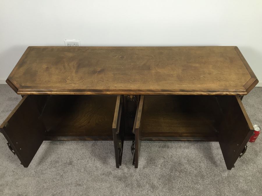 Vintage Wooden Low Cabinet On Casters [Photo 8]