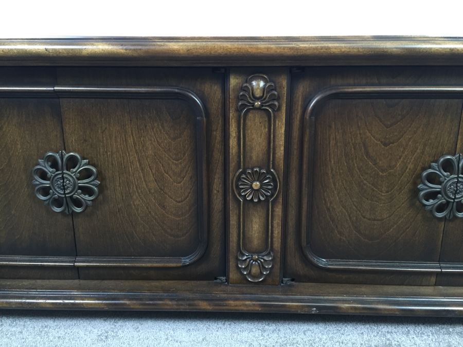 Vintage Wooden Low Cabinet On Casters [Photo 6]
