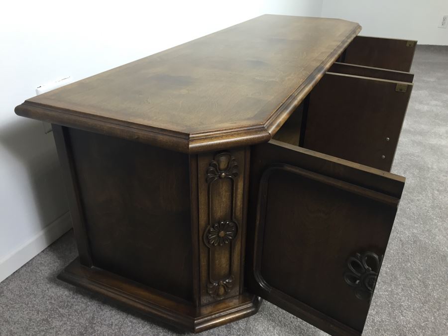 Vintage Wooden Low Cabinet On Casters [Photo 9]
