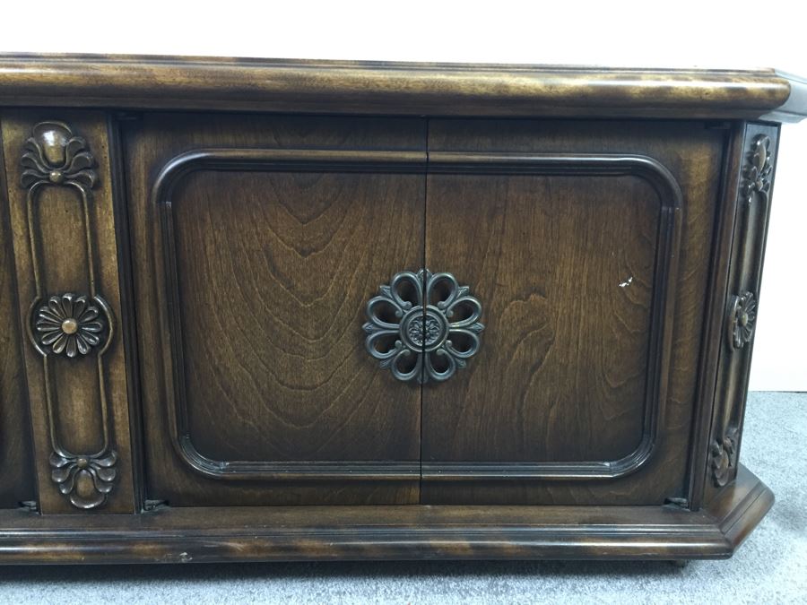 Vintage Wooden Low Cabinet On Casters [Photo 5]