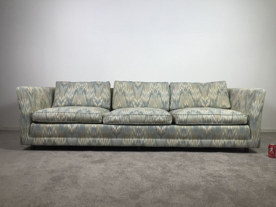 Reupholstered Mid-Century Long Sofa Couch [Photo 1]