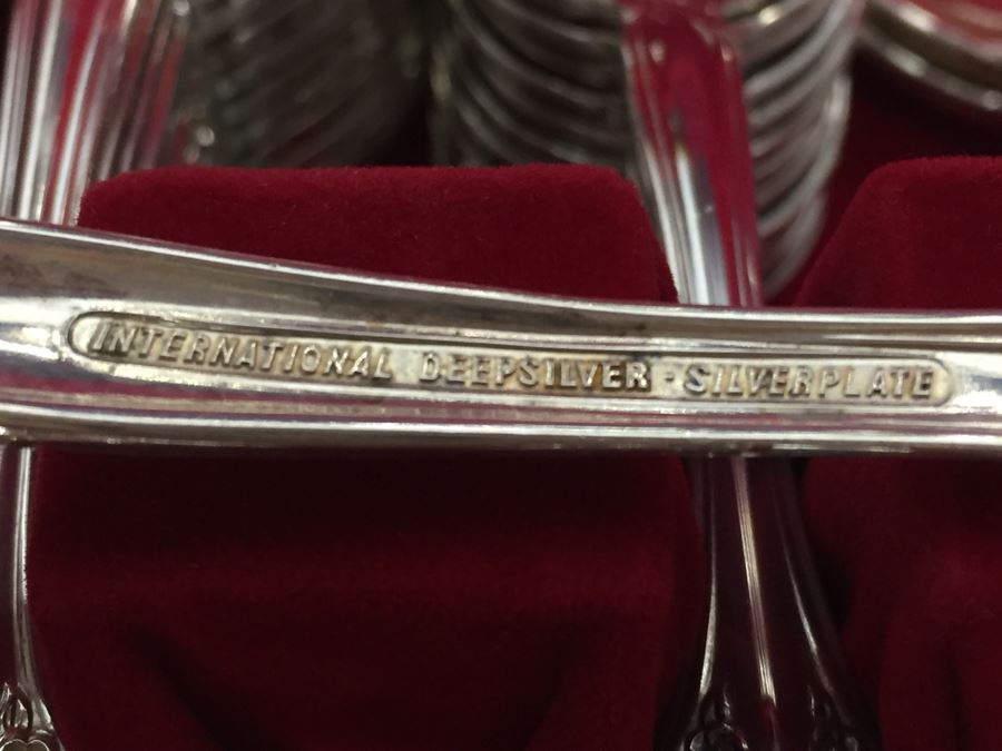 International Deep Silver Silverplate Flatware Set With Box