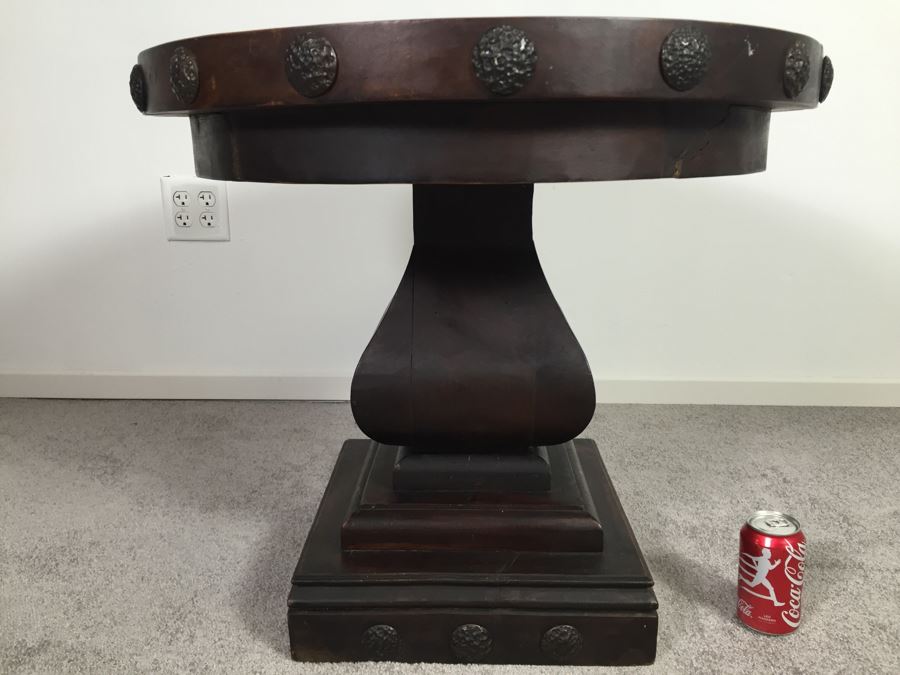 Solid Heavy Wooden Pedestal Table (Weight Shocked The Movers) [Photo 1]