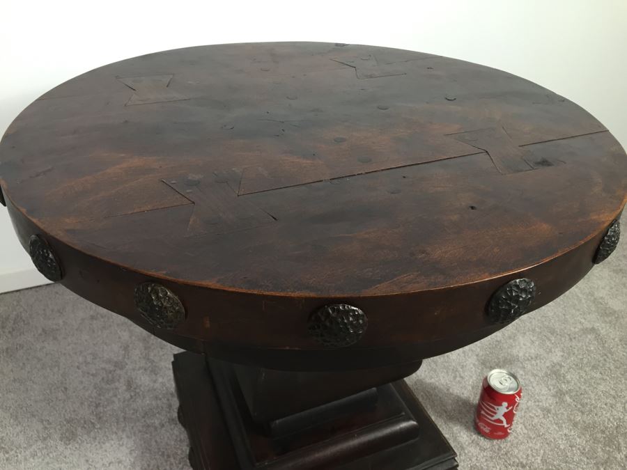 Solid Heavy Wooden Pedestal Table (Weight Shocked The Movers) [Photo 10]