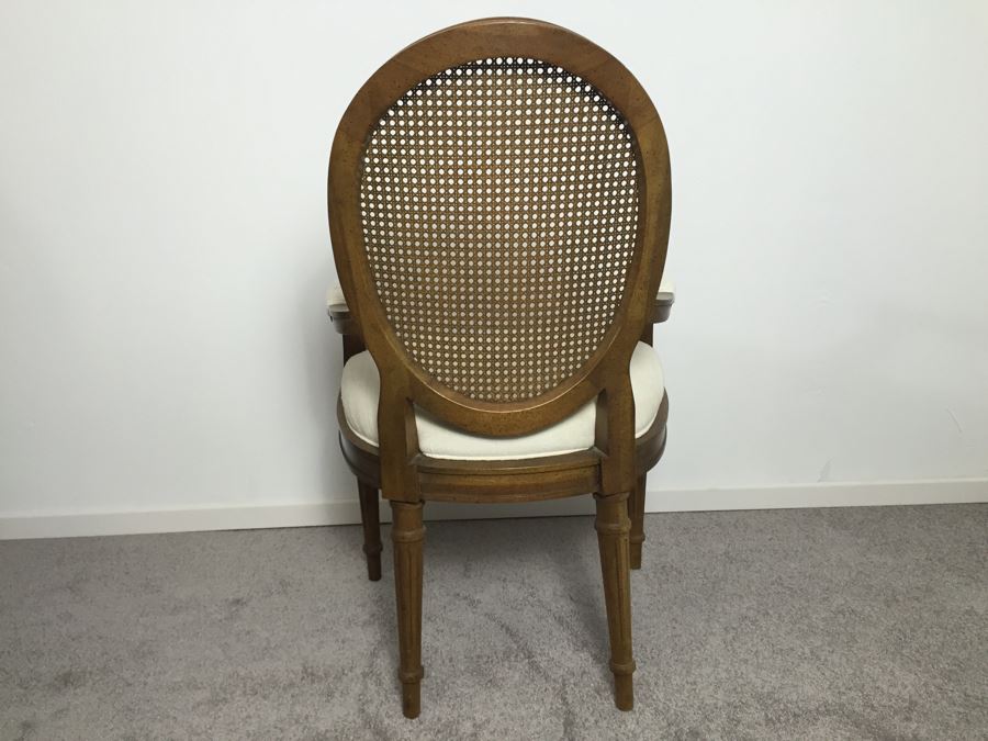 Wooden Dining Table Marked 'Brentano' With 2 Large Leaves And 6 Upholstered Chairs [Photo 25]