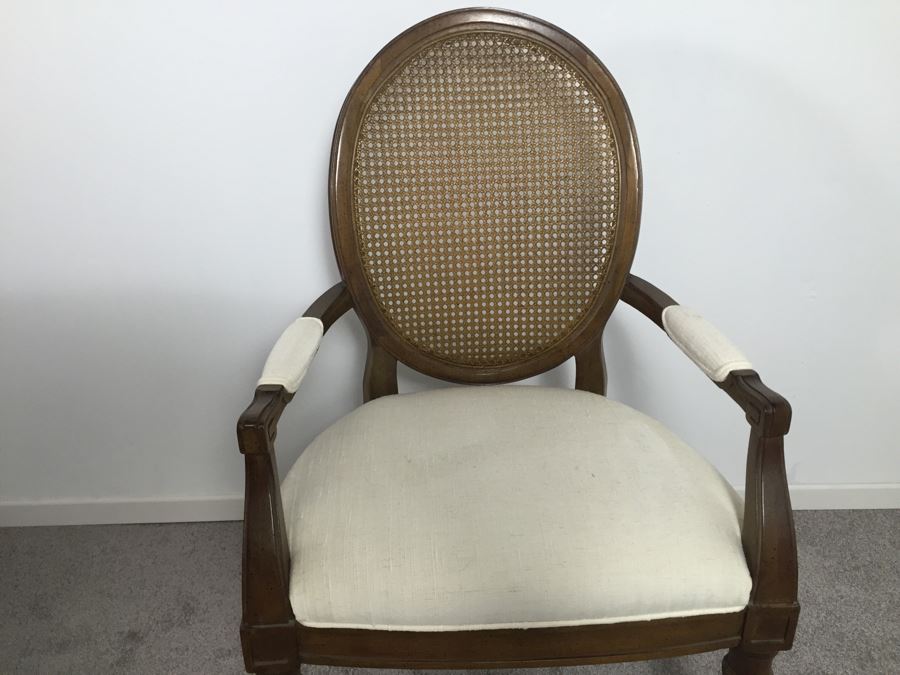 Wooden Dining Table Marked 'Brentano' With 2 Large Leaves And 6 Upholstered Chairs [Photo 23]