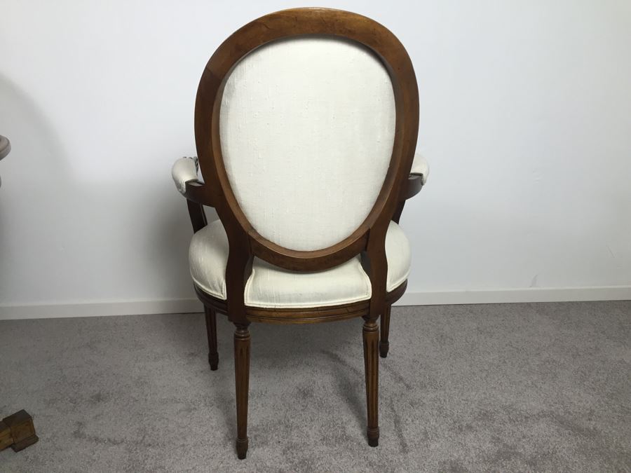 Wooden Dining Table Marked 'Brentano' With 2 Large Leaves And 6 Upholstered Chairs [Photo 21]