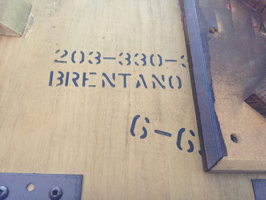 Wooden Dining Table Marked 'Brentano' With 2 Large Leaves And 6 Upholstered Chairs [Photo 9]