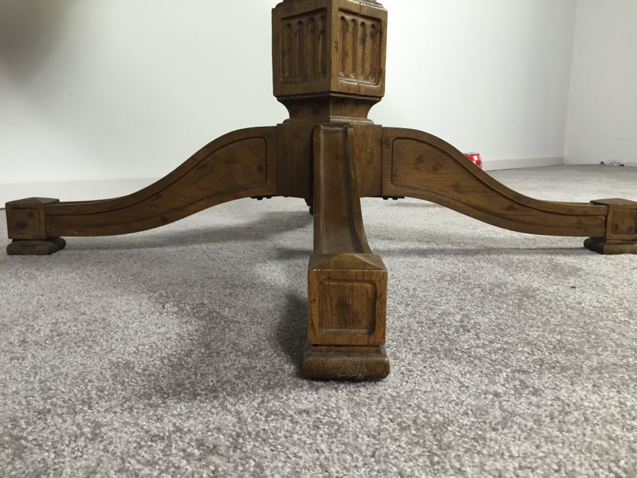 Wooden Dining Table Marked 'Brentano' With 2 Large Leaves And 6 Upholstered Chairs [Photo 7]