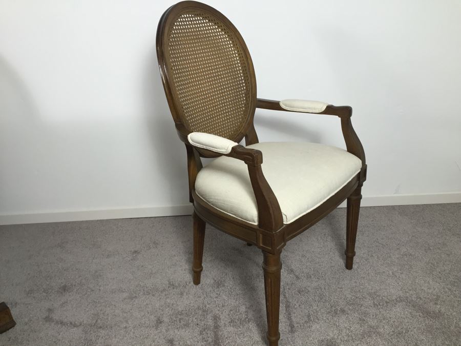 Wooden Dining Table Marked 'Brentano' With 2 Large Leaves And 6 Upholstered Chairs [Photo 24]