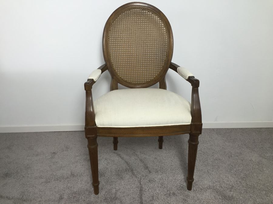 Wooden Dining Table Marked 'Brentano' With 2 Large Leaves And 6 Upholstered Chairs [Photo 22]