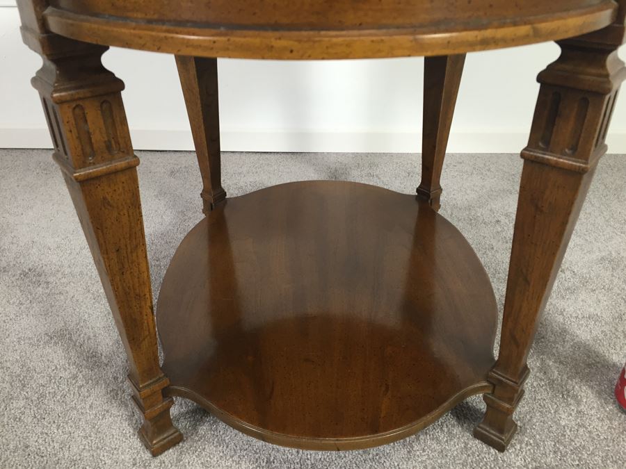 Oval Wooden Side Table Francesca By Drexel With Slide Out Tray [Photo 6]