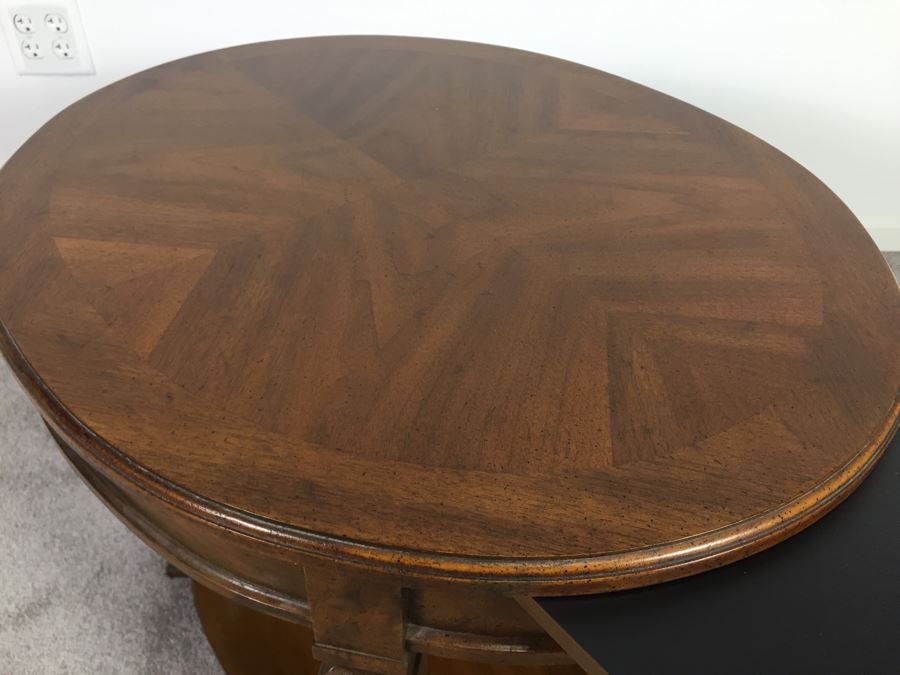 Oval Wooden Side Table Francesca By Drexel With Slide Out Tray