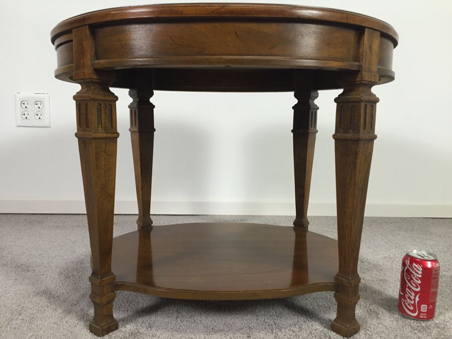 Oval Wooden Side Table Francesca By Drexel With Slide Out Tray [Photo 8]