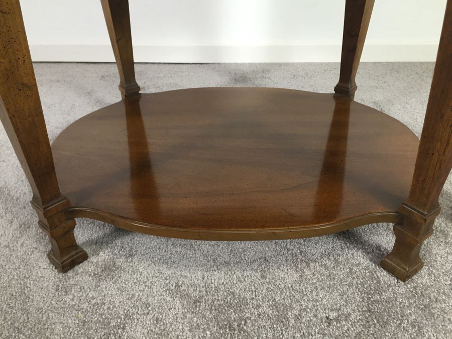 Oval Wooden Side Table Francesca By Drexel With Slide Out Tray [Photo 9]