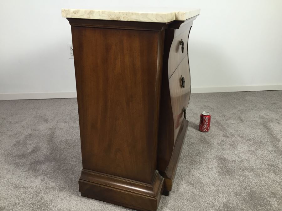 Stunning Drexel Heritage Classic Court Marble Top Table With Serpentine Drawers [Photo 13]