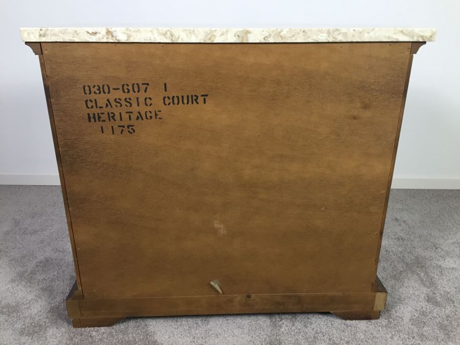 Stunning Drexel Heritage Classic Court Marble Top Table With Serpentine Drawers [Photo 14]