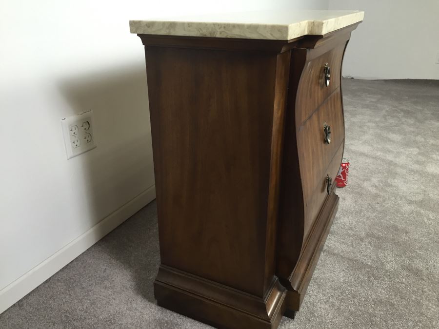 Stunning Drexel Heritage Classic Court Marble Top Table With Serpentine Drawers [Photo 11]