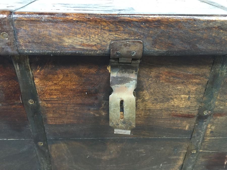 Rustic Wooden Coffee Table With Metal Accents And Hinged Top For Storage [Photo 10]
