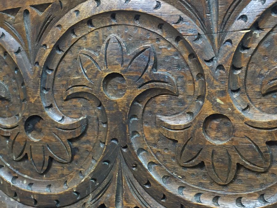 Vintage Carved Wooden Chest Trunk Marked AGA 39 [Photo 8]