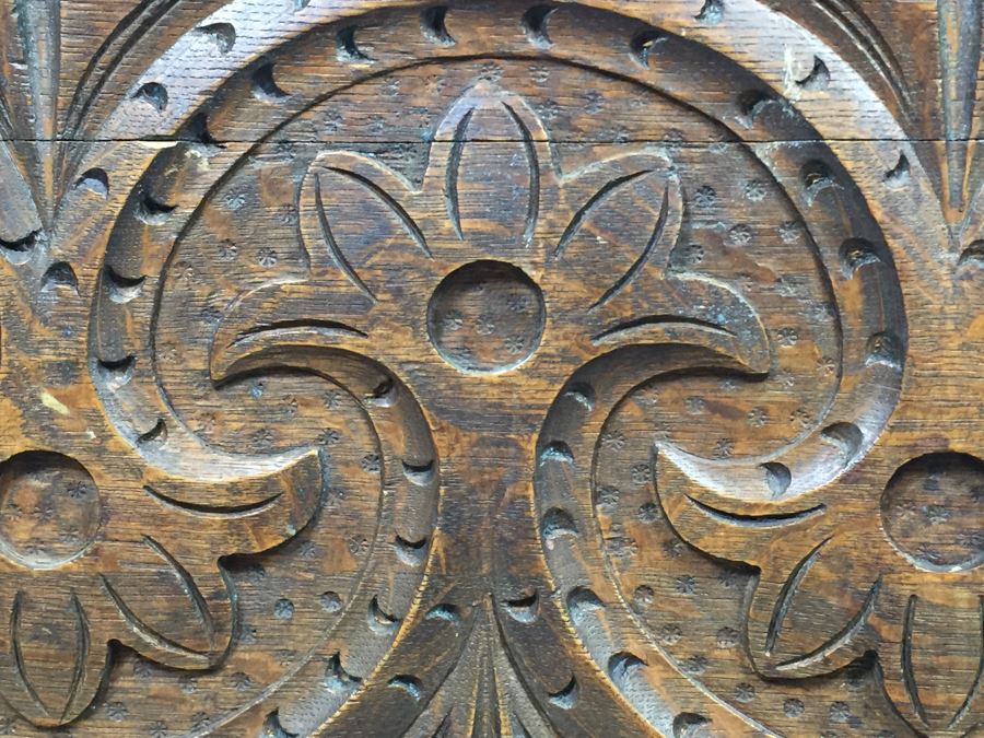 Vintage Carved Wooden Chest Trunk Marked AGA 39 [Photo 7]