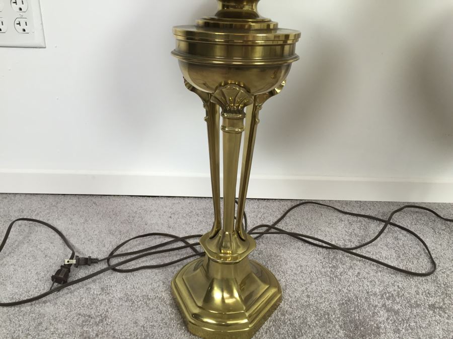 Pair Of Heavy Solid Brass Stiffel Lamps With Shades [Photo 2]