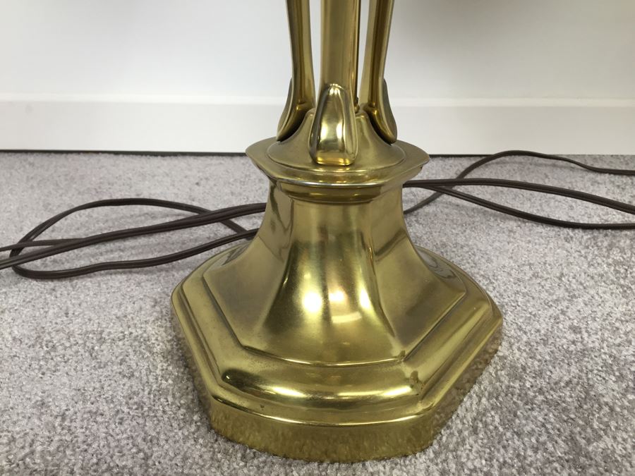 Pair Of Heavy Solid Brass Stiffel Lamps With Shades [Photo 6]