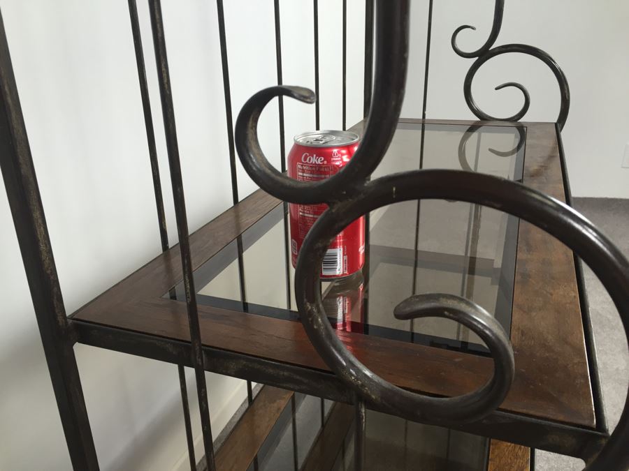 Elegant Bakers Rack With 5 Shelves - Metal, Wood And Glass [Photo 9]