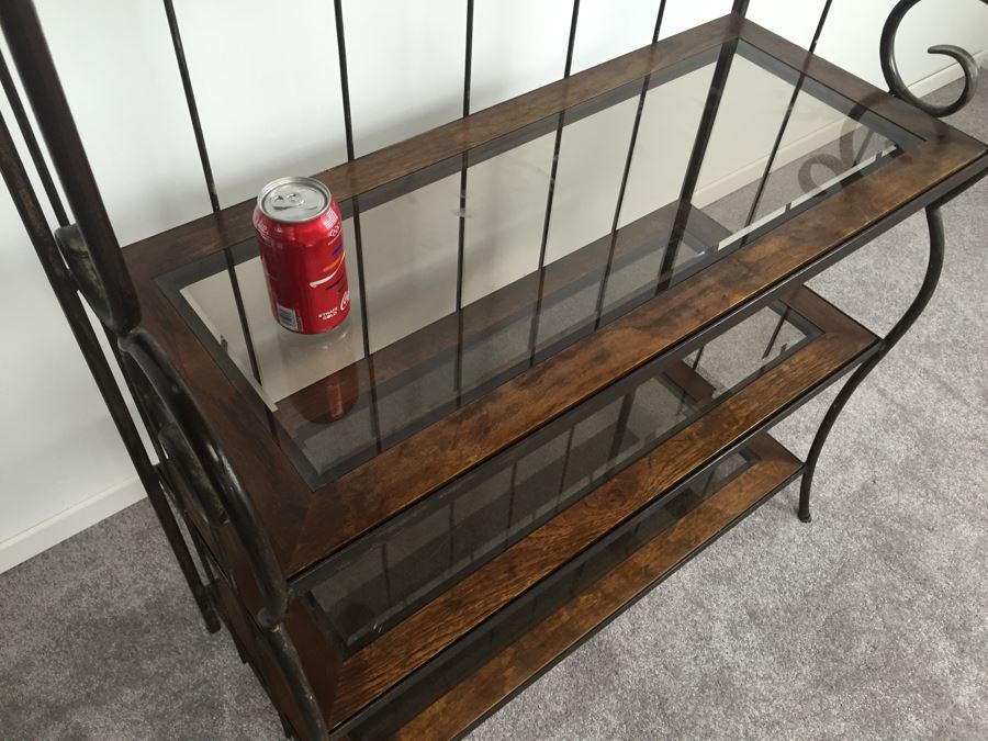Elegant Bakers Rack With 5 Shelves - Metal, Wood And Glass [Photo 7]