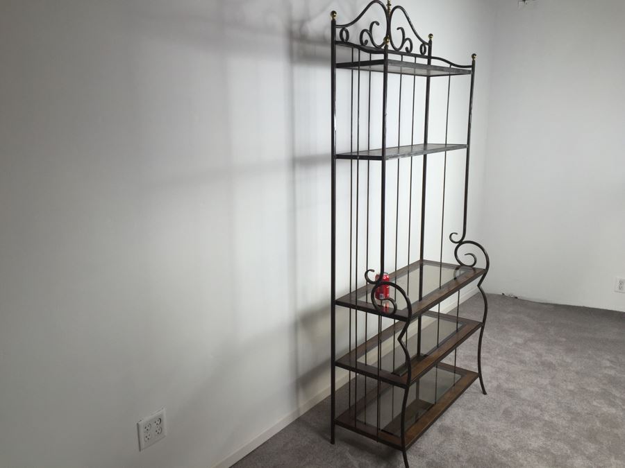 Elegant Bakers Rack With 5 Shelves - Metal, Wood And Glass [Photo 10]