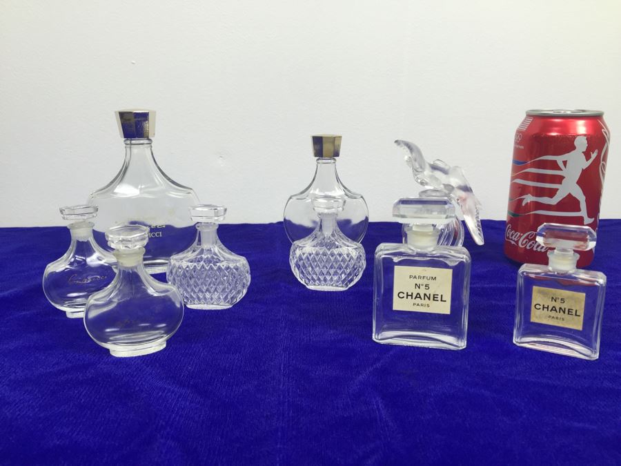 Lalique Glass Perfume Bottle Collection Some Signed Etched Lalique From Nina Ricci And Chanel No 5 [Photo 1]