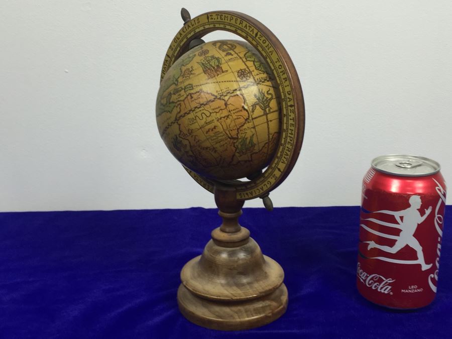 Decorative Wooden Globe Made In Italy With Small Chip In Wooden Base [Photo 8]