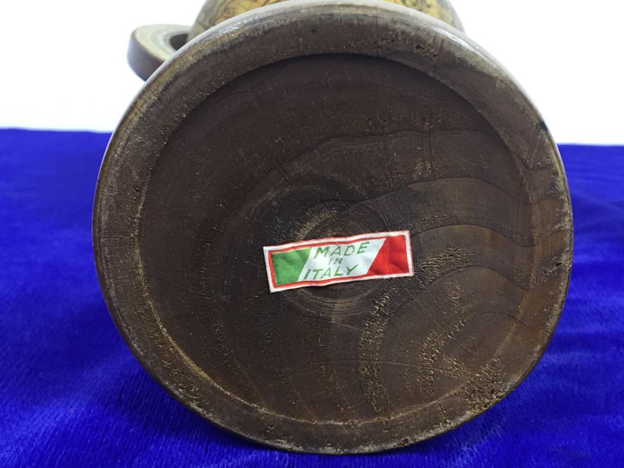 Decorative Wooden Globe Made In Italy With Small Chip In Wooden Base [Photo 9]