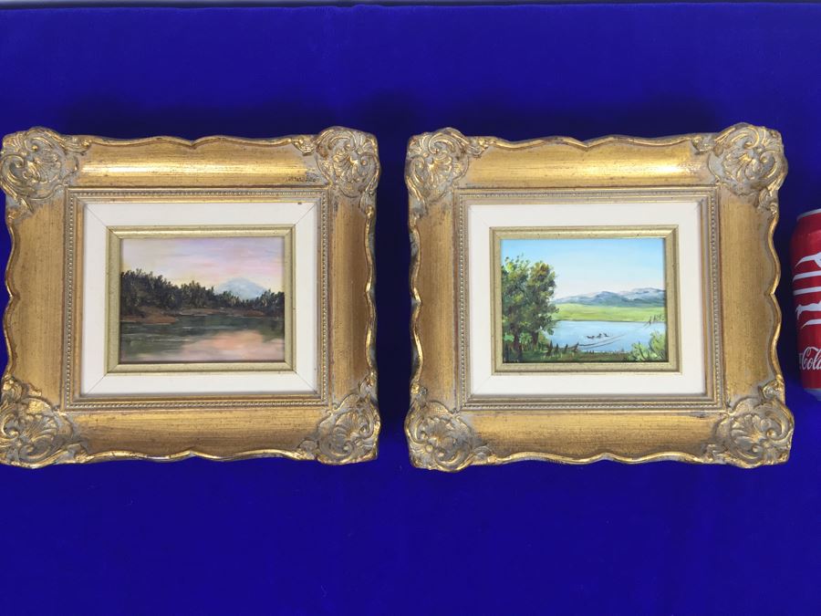 Pair Of Original Ruth Lovestedt Signed Oil Paintings In Nice Gilded Frames