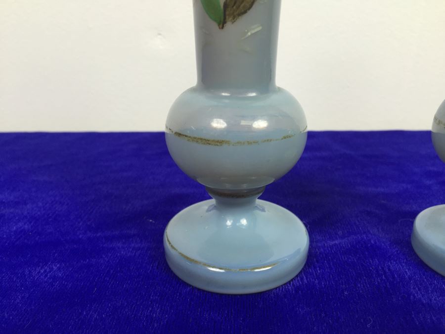 Pair Of Hand Painted Glass Vases [Photo 2]