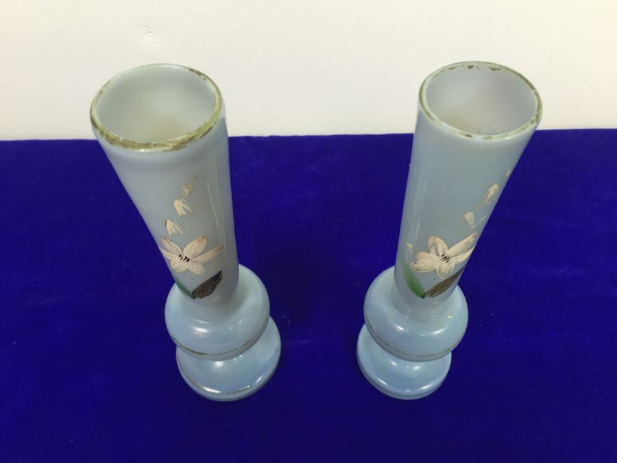 Pair Of Hand Painted Glass Vases [Photo 5]