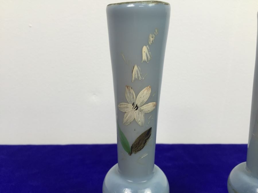 Pair Of Hand Painted Glass Vases [Photo 3]