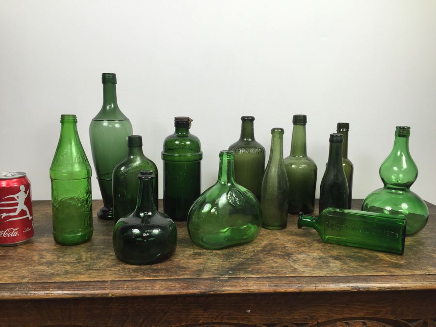 Collectible Green Glass Bottles